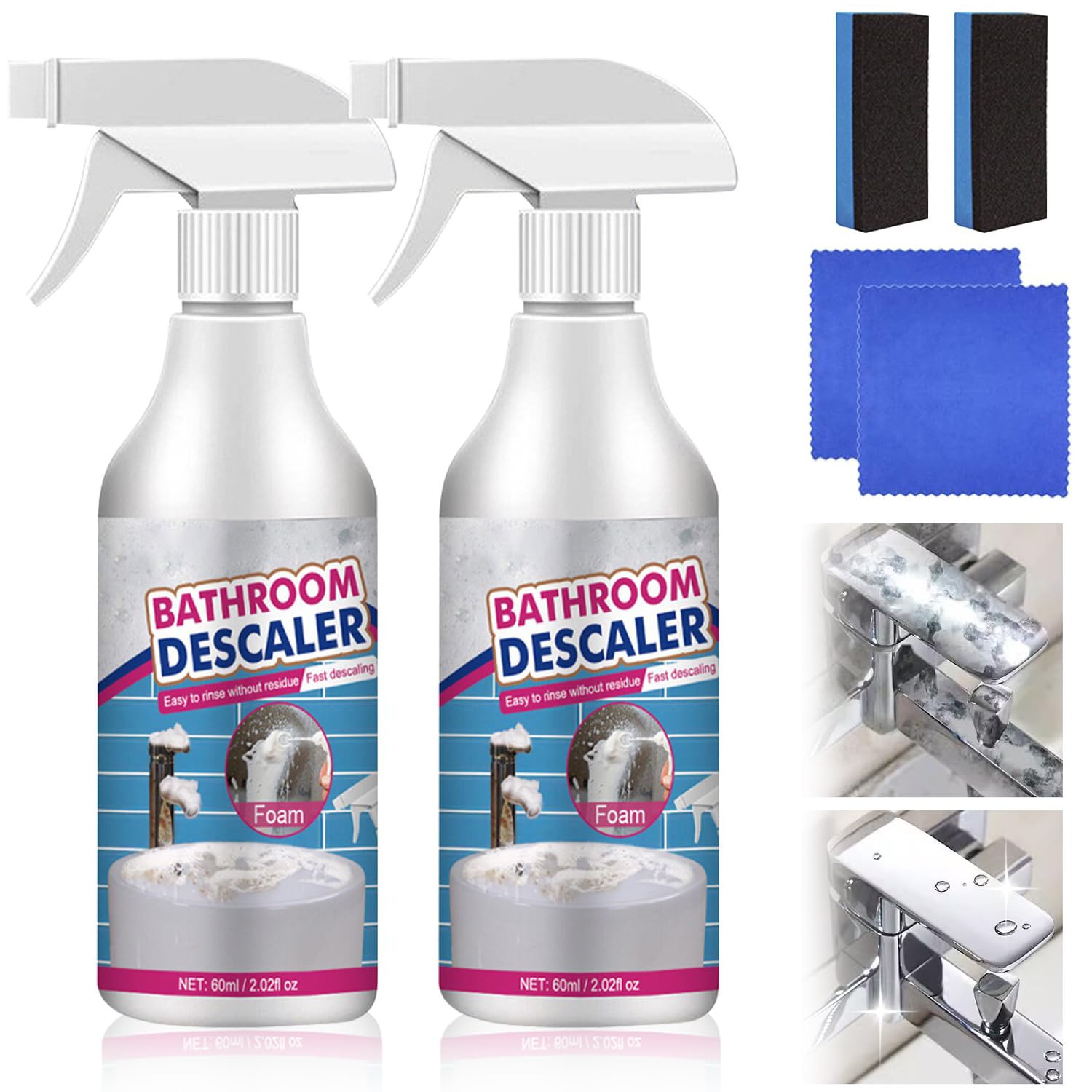 Stubborn Stains Cleaner Bathroom Descaler CleanerAll-Purpose Bathroom Descaler Foam SprayBathroom Descaler SprayBathroom Foam Cleaner Stubborn Stains CleanerBathroom Descaler Foam Cleaner (2PCS)