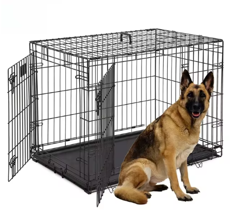 Folding Dog Wire Cage – Portable & Spacious Pet Crate (Black, 76×48×52.5 cm)